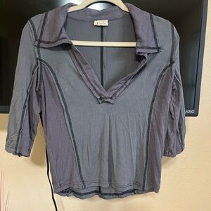 POL Women's Heather Gray V-Neck 3/4 Sleeve Tunic Top